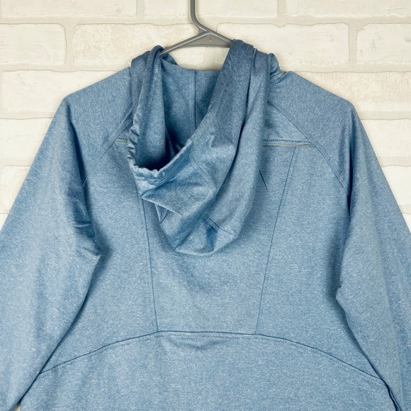 Storm Creek Womens Blue Heathered Quarter Zip Hoodie Thumbhole Active Top Large - Picture 7 of 15